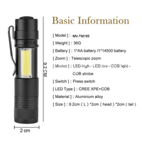 Lampe torche portable QXMOVING, mini lampe torche LED en aluminium, porte-clés EDC, batterie AA, lumière latérale COB avec clip pour chapeau