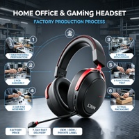 Headset Gaming Nirkabel OEM ODM dengan Peredam Kebisingan, Latensi Rendah, Lampu RGB, Suara Surround untuk Ponsel & Komputer