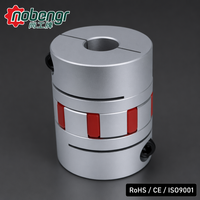 Coupleur araignée remplaçable en aluminium argenté avec pince élastomère rouge, radial à jeu nul pour moteur pas à pas, vis à billes, encodeur CNC