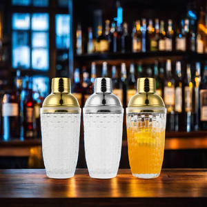 Shakers en verre étanches avec couvercle en acier métallique et passoire intégrée, shaker à <span class=keywords><strong>cocktail</strong></span> en verre à whisky de 380 ml, mélangeur à <span class=keywords><strong>cocktail</strong></span> - Product Image 3