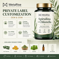 Capsules de spiruline et de chlorelle pour adultes, marque privée OEM, complément nutritionnel naturel à base d'algues, formule super-aliment vert, à base de plantes