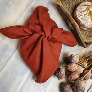 Bolsa bento de lino Natural con cordón, almacenamiento de pan, origami de lino crudo - Product Image 1