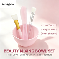 Beauty Planet – Lot de 4 pinceaux éventail moelleux pour masque, spatule à argile, mélange de produits cosmétiques DIY, soin de la peau, bol en silicone pour masque, pinceaux de beauté