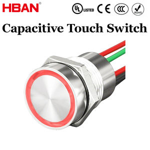 <span class=keywords><strong>Interrupteur</strong></span> piézoélectrique HBAN IP68 étanche en acier inoxydable, capteur tactile <span class=keywords><strong>avec</strong></span> plage de détection de 1 à 5 mm et éclairage annulaire LED - Product Image 1