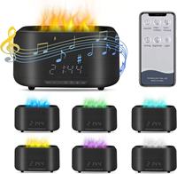 Humidificateur ultrasonique à grande capacité avec lumière de flamme colorée, haut-parleur Bluetooth, réveil, minuteur, cadeau de Noël