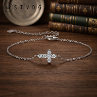 Bestseller Bracciale Religioso a Croce in Argento 925 con Moissanite 2.5mm, Gioielli Hip Hop Cristiani con Certificato GRA per Donne