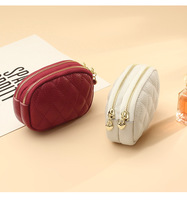 Petit porte-monnaie avec logo personnalisé pour femmes Pochette en cuir Portefeuille à double fermeture éclair Porte-cartes avec porte-clés