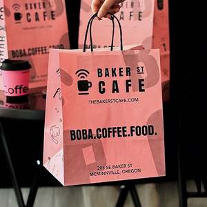 ปรับแต่งถุงกระดาษคราฟท์คุณภาพสูงเป็นมิตรกับสิ่งแวดล้อมสำหรับร้านกาแฟแบบซื้อกลับบ้าน พร้อมโลโก้ของคุณเองสำหรับเครื่องดื่มและกาแฟ - Product Image 2