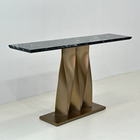 Console d'entrée moderne pour villa, salon, hôtel, avec pieds en métal acier inoxydable, table console en marbre pour couloir