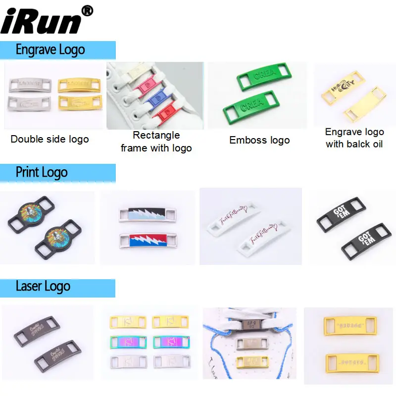 iRun Shoes Decoration Collection Custom Name Charm Dubrae Brand shoes tag engraved logo lace lock custom brand box