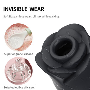 Jouet sexuel rose, puissant stimulateur clitoridien, langue suceuse et lécheuse, 2 en 1, vibrateur rose <span class=keywords><strong>noir</strong></span>, vibrateur en forme de rose pour femmes - Product Image 2