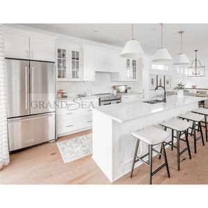 2024 cho grandsea tùy chỉnh tối Walnut Tủ Bếp thiết lập hiện đại Thiết kế cổ điển đồ nội thất nhà với Laminate bàn - Product Image 4