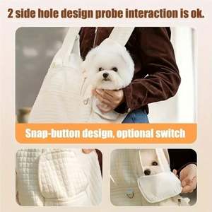 Sac à dos de transport portable pour animaux de compagnie de grande capacité sac de voyage confortable en coton pour animaux de compagnie fermeture sécurisée à pression mode pour les petits respirants - Product Image 4