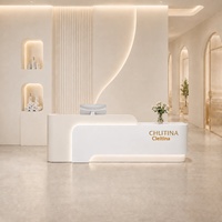 Comptoir de réception simple en MDF, minimaliste et moderne, pour salon de beauté, magasin de vêtements, institut de formation, ou caisse.