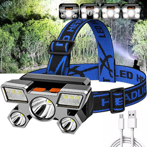 Linterna frontal recargable por USB, linterna frontal portátil de 5LED con batería integrada, luz de trabajo portátil, luz frontal para pesca y Camping - Product Image 1