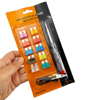 Kit de test de fusibles automobiles, assortiment de fusibles à lame avec stylo testeur de circuit pour la réparation du système électrique automobile, 10 pièces