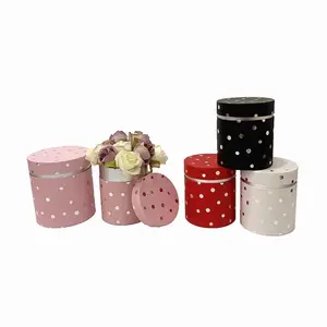 Polka Dot Printing Hot Silver 2-Piece Gift Box Round Earth Cover Eternal Flower Gift Box Solid Color Ins Paper Box