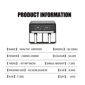 HOT 1500W 10L <span class=keywords><strong>Friteuse</strong></span> <span class=keywords><strong>à</strong></span> double panier en acier inoxydable de grande capacité <span class=keywords><strong>Deux</strong></span> pièces 2 <span class=keywords><strong>paniers</strong></span> indépendants Four <span class=keywords><strong>à</strong></span> <span class=keywords><strong>friteuse</strong></span> <span class=keywords><strong>à</strong></span> <span class=keywords><strong>air</strong></span> <span class=keywords><strong>à</strong></span> double zone - Product Image 4