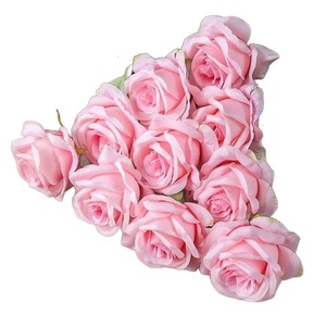 Bouquet de fleurs artificielles en tissu de soie rose, nouvelle collection 2025, pour décoration de mariage et de maison, style gaufré - Product Image 5