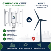 Éolienne à axe vertical GWH-2KW, puissance nominale 2KW, sortie 120V/220V, démarrage à 2,5 m/s, générateur VAWT à 11,5 m/s