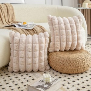 Fundas de Almohada Decorativas de Piel Sintética, Suaves y Acogedoras, con Diseño a Cuadros, Fundas de Almohada de Terciopelo para Sofá - Product Image 6