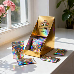 Bolsas de Mylar holográficas a prueba de olores para almacenamiento de alimentos con impresión personalizada, bolsas de embalaje con cremallera de pie de 3,5g con caja - Product Image 5