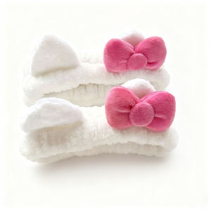 कस्टम लोगो महिला लड़कियों प्यारी गुलाबी धनुष स्पा हेडबैंड मेकअप चेहरे की प्यारी बिल्ली कान बाल बाल बाल बाल बाल - Product Image 1