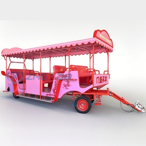 Voiture électrique rose pour le tourisme avec sièges rouges et auvent pour le transport des touristes - Product Image 2