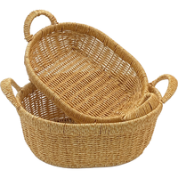 Moderne design groothandel handgeweven ovale fruitmand van rotan en wilgen, picknickmand, opbergmand, dienblad voor keuken en huisdecoratie