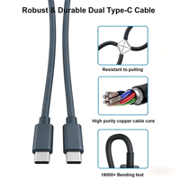 Kabel PVC DYD-18 1M Dual Type-C ke Type-C OD4.0 3C*7/0.12BC+11/0.16BC Pengisian Cepat untuk Ponsel Laptop Tablet