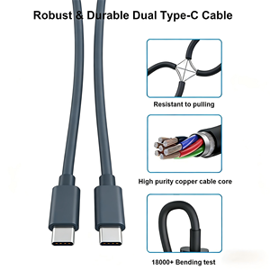 สายเคเบิล DYD-18 1 เม<span class=keywords><strong>ต</strong></span>ร <span class=keywords><strong>แบ</strong></span>บ Dual Type-C to Type-C วัสดุ PVC OD4.0 3C*7/0.12BC+11/0.16BC รองรับการชาร์จเร็ว สำหรับโทรศัพท์ แล็ปท็อป แท็บเล็ต - Product Image 2