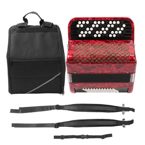 Acordeón de 62 Teclas, Acordeón de 60 Botones, Instrumento Musical Educativo para Niños con Correas, Rojo - Product Image 1