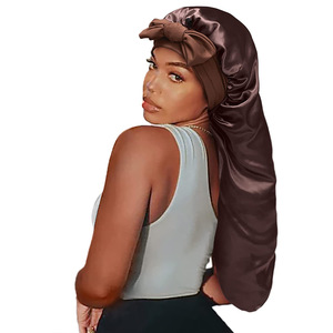 New Women Long Satin <b>Bonnet</b> Sleep Cap Silky Sleeping Cap with Wide Elastic Band Hair Care Curly Hair Natural Hair - Product Image 1