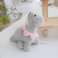 Porte-clés dinosaure en peluche mignon Brontosaurus avec collier fleuri et bavoir tournesol, couleur Morandi, mini breloque de sac en peluche, vente en gros