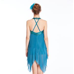 Vestido de baile lírico moderno elegante MiDee con falda asimétrica de lentejuelas y correa cruzada en la espalda para el escenario - Product Image 3