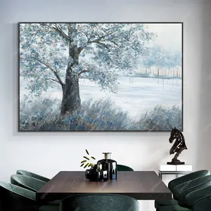 Original Rectangle Natural Wood Frame Landscape Oil Handmade Painting For Wall