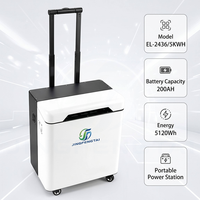 Système de stockage d'énergie tout-en-un EL-2436/5KWH, chariot portable, batterie LiFePO4 5120Wh, onduleur à onde sinusoïdale pure 3600W, MPPT 100A