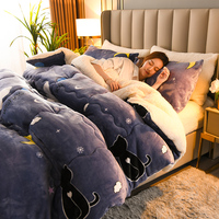 Épaissie chaude flanelle polaire velours Sherpa couette noyau laine d'agneau couverture de lit solide moelleux couette épaissie couette pour l'hiver