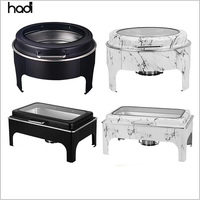 Réchaud à buffet en acier inoxydable de luxe doré 201, 9 litres, matériel de restauration pour les fêtes, les banquets, les buffets de nourriture chaude