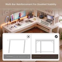 Bureau d'angle en bois style crème, bureau d'ordinateur pour salon, bureau d'étude à domicile pour étudiant, table compacte pour ordinateur portable avec intégration d'étagère