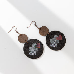 Pendientes de Aro Redondos Geométricos de Moda en Cuero Sintético con Lentejuelas Brillantes para Mujer - Product Image 3