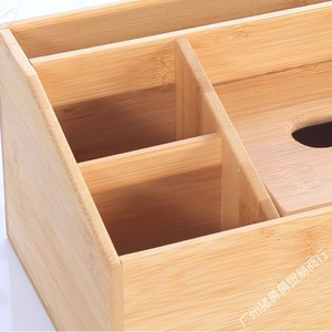 Bamboo Storage <b>Box</b> Rectangle Multi Functional Office Organizer Desktop Tissue <b>Box</b> With Handle - Product Image 4