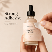 Étiquettes cosmétiques personnalisées en aquarelle avec des paillettes dorées, autocollants adhésifs en format rouleau pour flacon de sérum, marquage privé de soins de la peau
