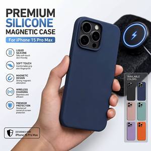 <span class=keywords><strong>Coque</strong></span> de téléphone en silicone liquide magnétique doux mat de qualité supérieure, couleur unie, antichoc, pour 16 Pro Max, anti-rayures, ajustement parfait - Product Image 5