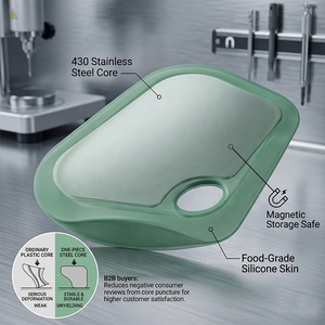 Racloir à pâte à sourde en acier inoxydable avec cœur en silicone pour nettoyage de bols, casseroles et moules, et découpe de pâte pour pâtissier - Product Image 2