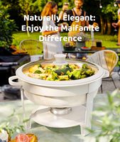OULU Réchaud de buffet arabe en acier inoxydable blanc, alimenté au combustible, avec une capacité de 4,5 L pour mariages et banquets