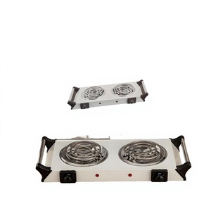 Plaque chauffante électrique de comptoir domestique 2000W à double brûleur en fonte avec contrôle de la température et prise VED - Product Image 4