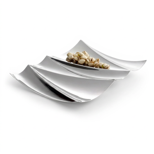 Juego de 3 bandejas de servir de cerámica blanca moderna, diseño curvo elegante, aptas para lavavajillas, para uso doméstico - Product Image 1