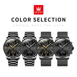 2886 New Fashion Factory Custom <b>Black</b> <b>Watch</b> Luxury Chronograph High Quality Stainless Steel Custom Logo Oem Quartz <b>Watch</b> - Product Image 6