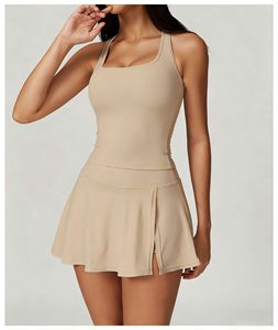 IStapromo Gifts Women 2 Piece Sportswear Sleeveless Support Yoga Tank Top Side <b>Split</b> Mini Tennis <b>Skirt</b> Golf Fitness Matching Set - Product Image 5